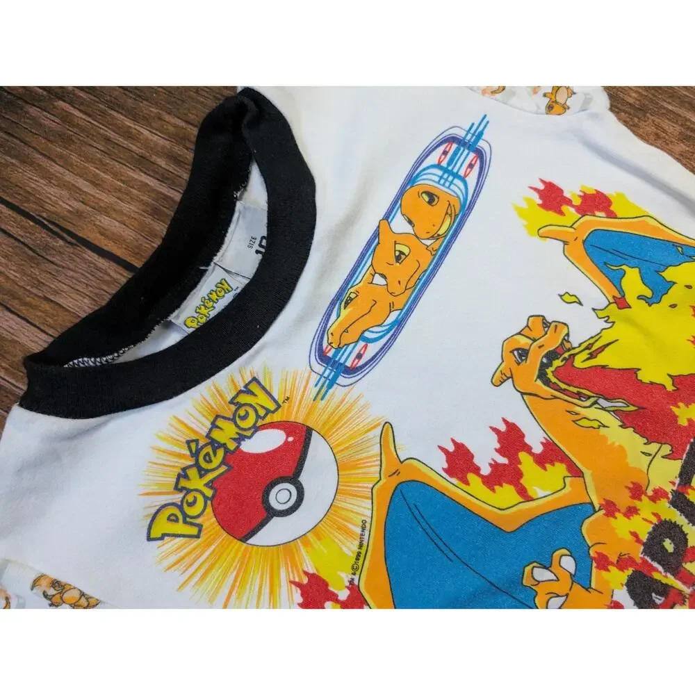 Vintage Youth Kids Pokemon Charizard Pajamas PJs Set Size 10 Shirt Pants Charman